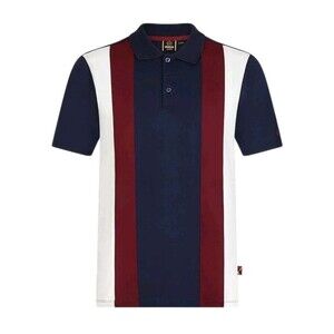 Merc London Bidwell Mens Sz XL Polo Shirt Striped Blue Maroon White Designer